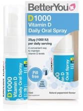 BetterYou D1000 Daily Vitamin D Oral Spray, 15 ml Zerstäuber, Peppermint
