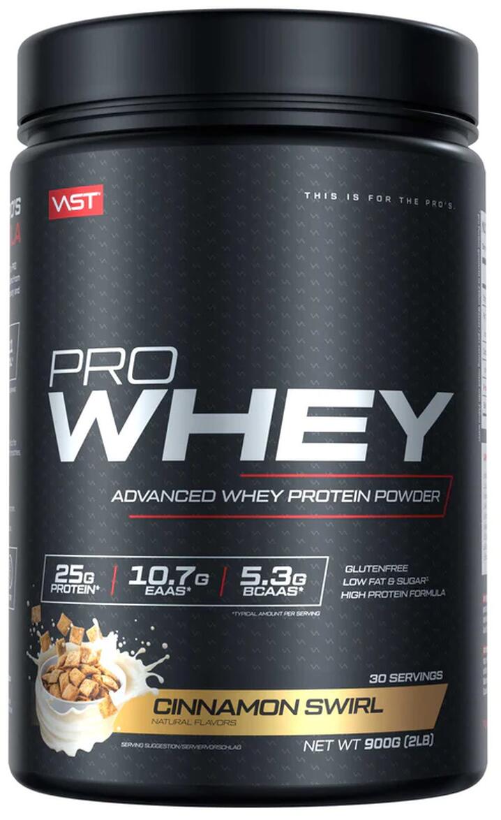 VAST Sports Pro Whey - Advanced Whey Protein Powder, 900 g Dose, Cinnamon Swirl