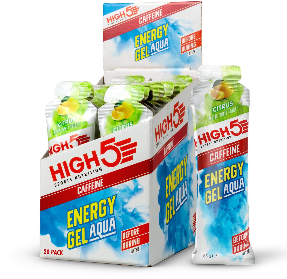 High5 Energy Gel Aqua Caffeine, 20 x 66 g Beutel, Citrus
