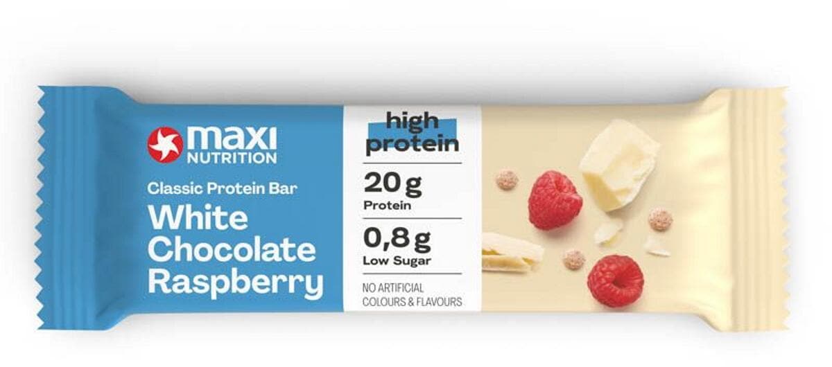 MaxiNutrition Classic Protein Bar, 1 x 40 g Riegel, White Chocolate Raspberry (1Stk.)