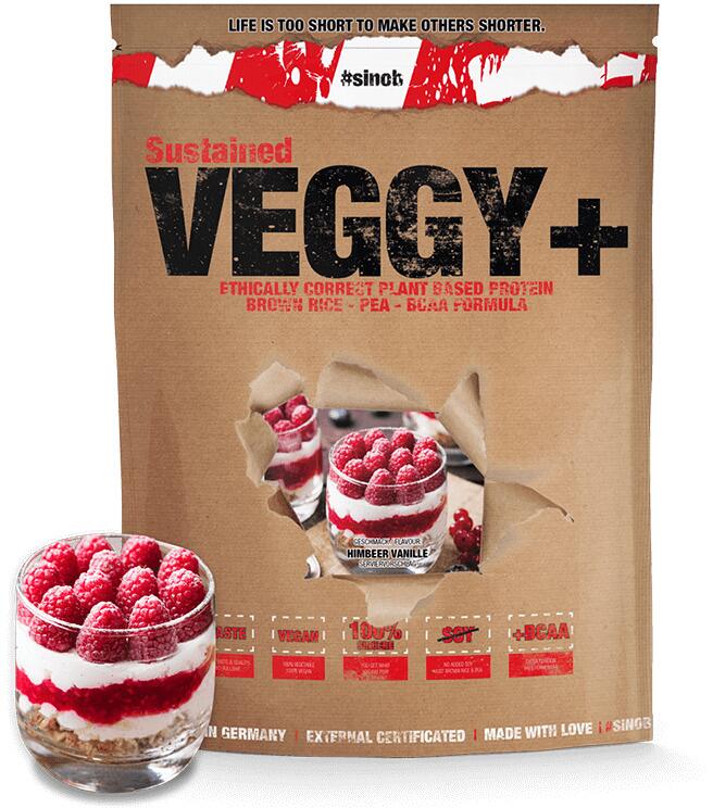 #sinob Veggy + veganes Protein, 900 g Beutel, Vanille Himbeere