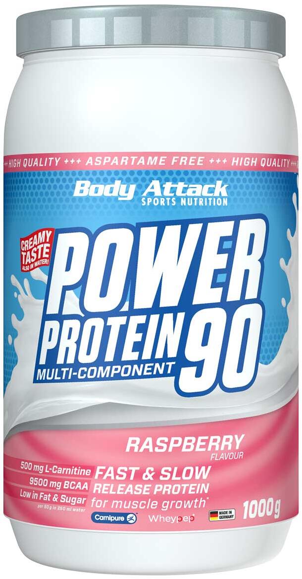 Body Attack Power Protein 90, 1000 g Dose, Raspberry