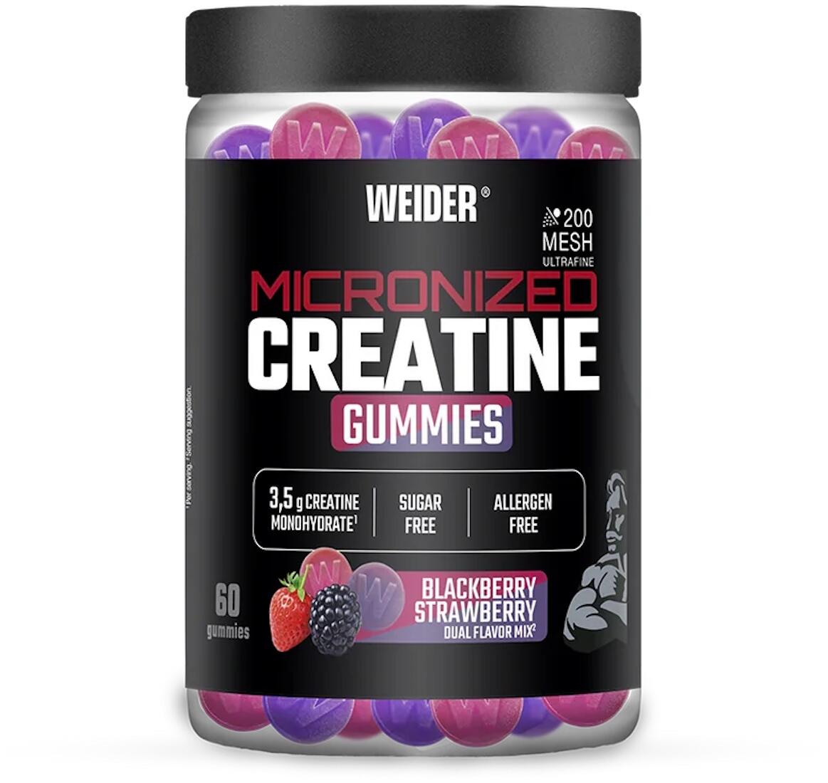 Weider Micronized Creatine Gummies, 60 Gummies, Dual Flavor Mix