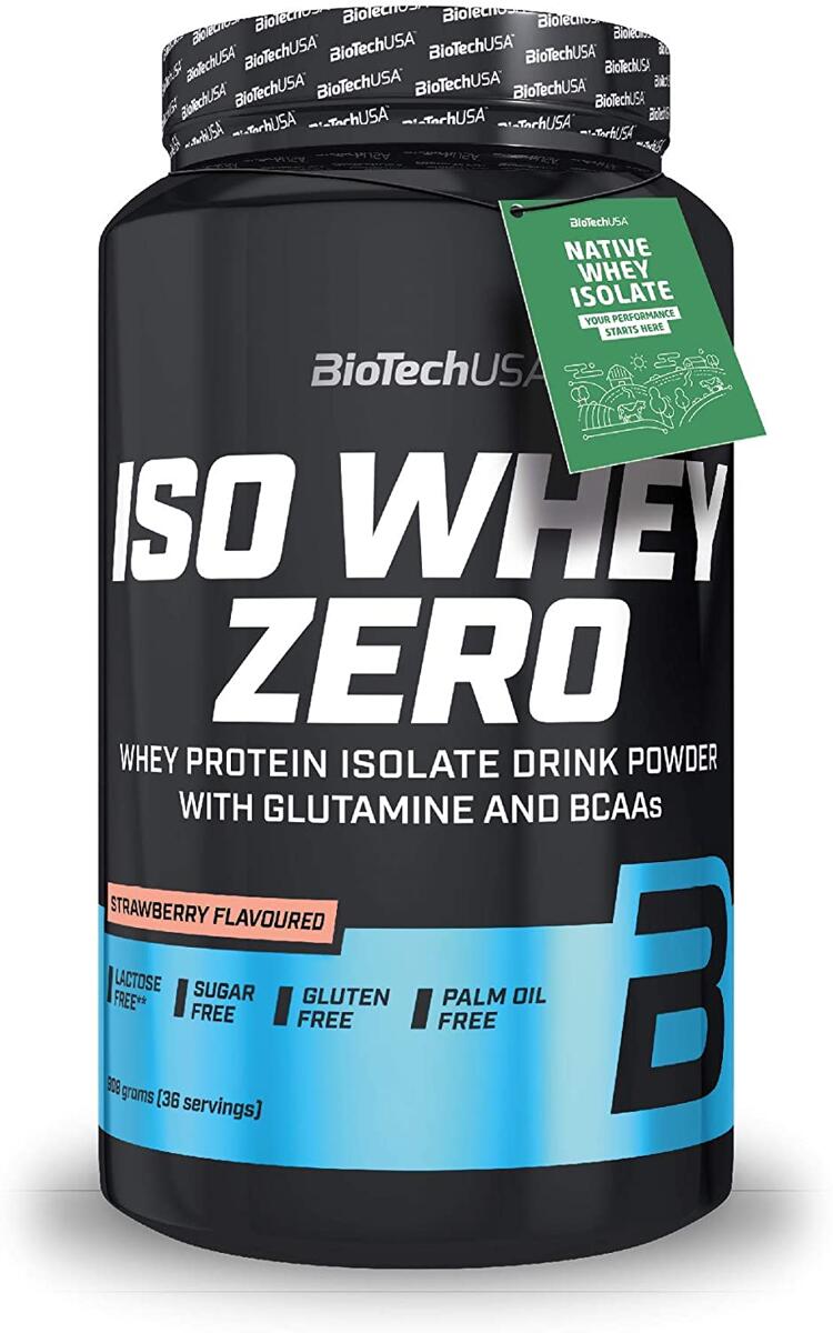 BioTech USA Iso Whey Zero, 908 g Dose, Erdbeere