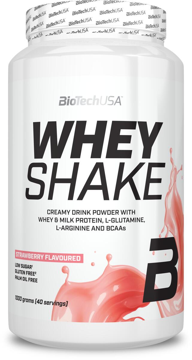 BioTech USA Whey Shake, 1000 g Dose, Erdbeere