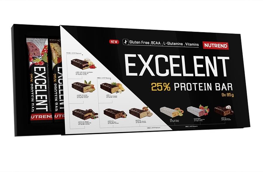 Nutrend Excelent Protein Bar Mix Box, 9 × 85 g Riegel, Verschiedene Sorten