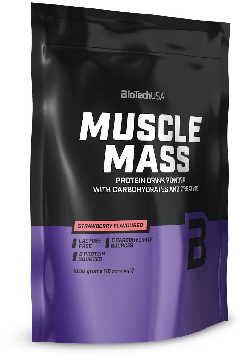 BioTech USA Muscle Mass, 1000 g Beutel, Strawberry