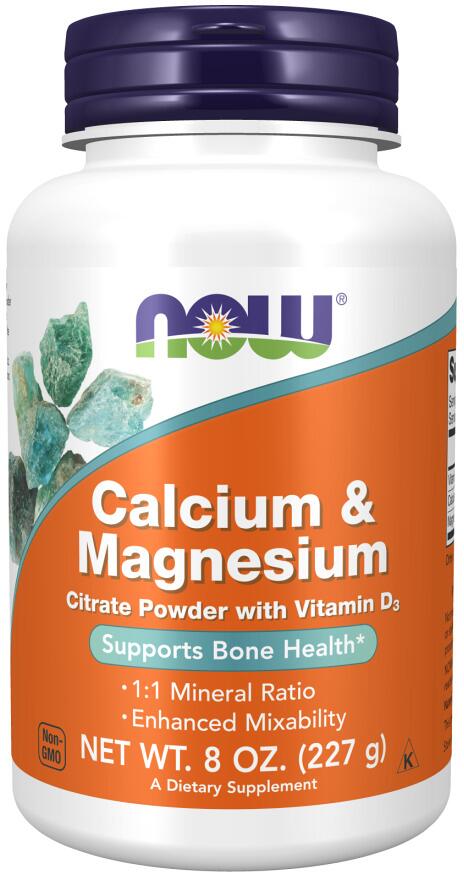 Now Foods Calcium & Magnesium Citrate Powder with Vitamin D3, 227 g Dose
