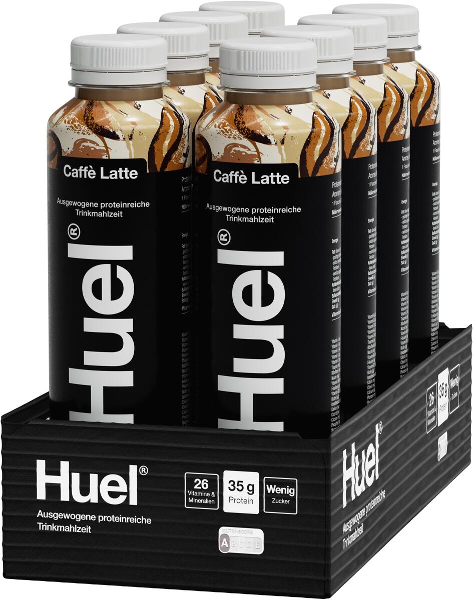 Huel Trinkmahlzeit - Black Edition, 8 x 500 ml Flasche (inkl. 2,- Euro Pfand), Caffe Latte