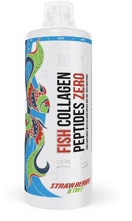 MST Fish Collagen Peptides Zero, 1 L Flasche, Strawberry-Kiwi