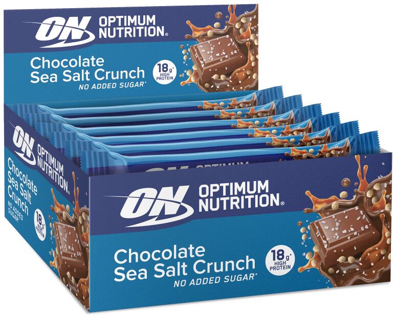 Optimum Nutrition Protein Bar, 12 x 55 g Riegel, Chocolate Sea Salt