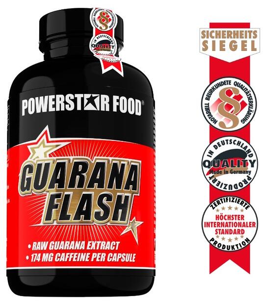 Powerstar Food GUARANA FLASH Koffein Vitamin B3 Energy Mix, 60 Kapseln
