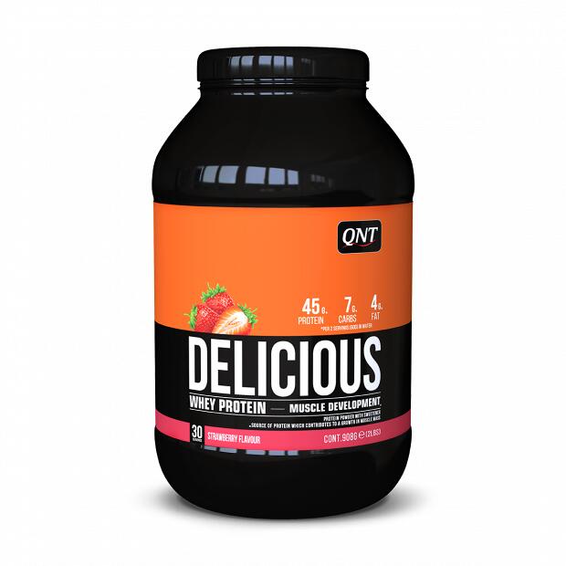 QNT Delicious Whey Protein, 908 g Dose, Strawberry