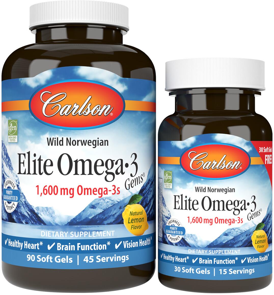 Carlson Labs Elite Omega-3 Gems, 90 + 30 Kapseln