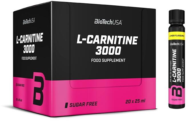 BioTech USA L-Carnitine 3000, 20 x 25 ml Ampullen, Zitrone