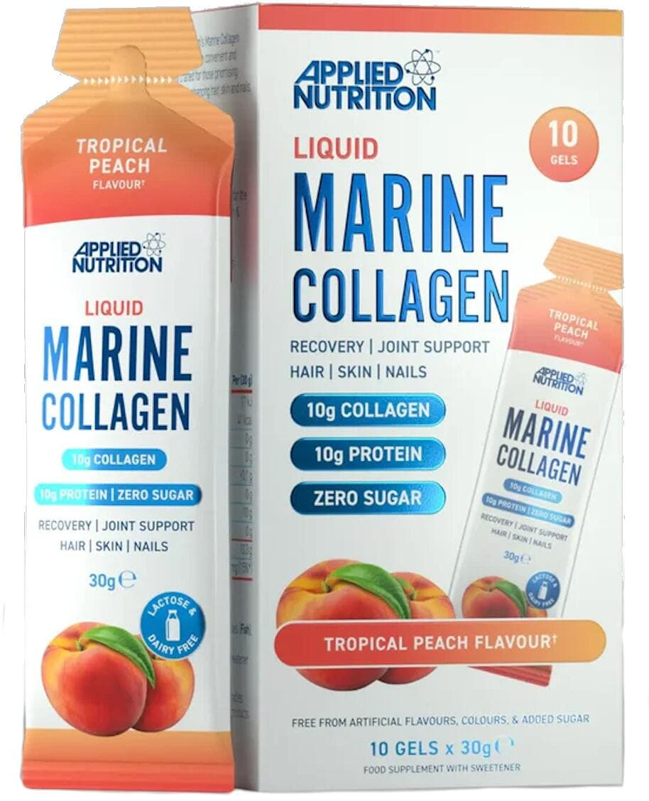 Applied Nutrition Liquid Marine Collagen, 10 x 30 g Gels, Tropischer Pfirsich
