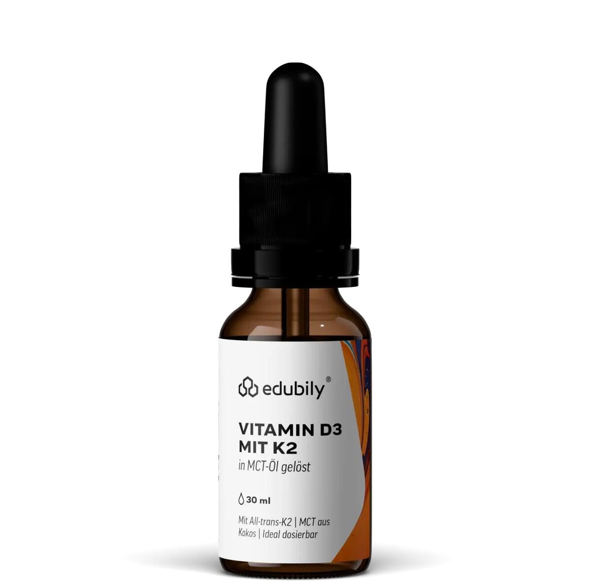 edubily Vitamin D3 & K2 Tropfen, 30 ml Flasche