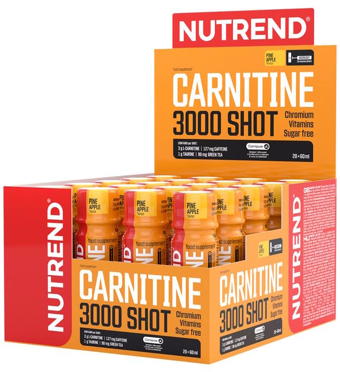 Nutrend Carnitine 3000 Shot, 20 × 60 ml Fläschchen, Pineapple