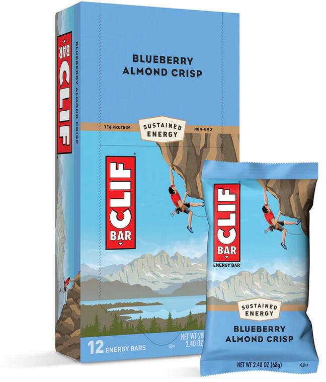 Clif Bar Energy Bar, 12 x 68 g Riegel, Blueberry Almond Crisp