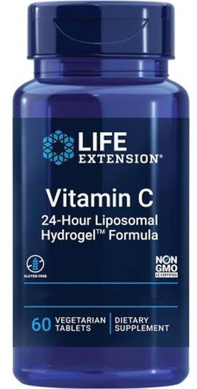 Life Extension Vitamin C 24-Hour Liposomal Hydrogel Formula, 60 vegetarische Tabletten