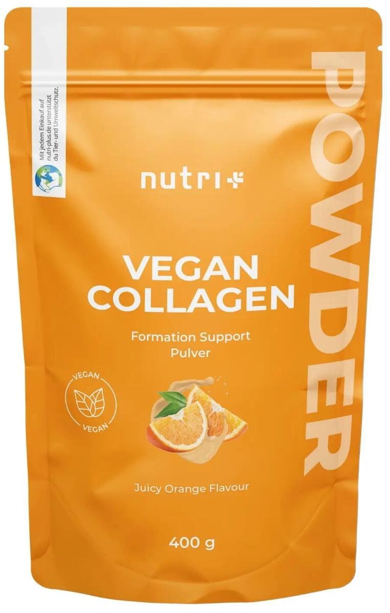 nutri+ Vegan Collagen Formation Support Pulver, 400 g Beutel, Juicy Orange