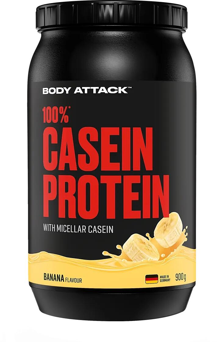 Body Attack 100% Casein Protein, 900 g Dose, Banana