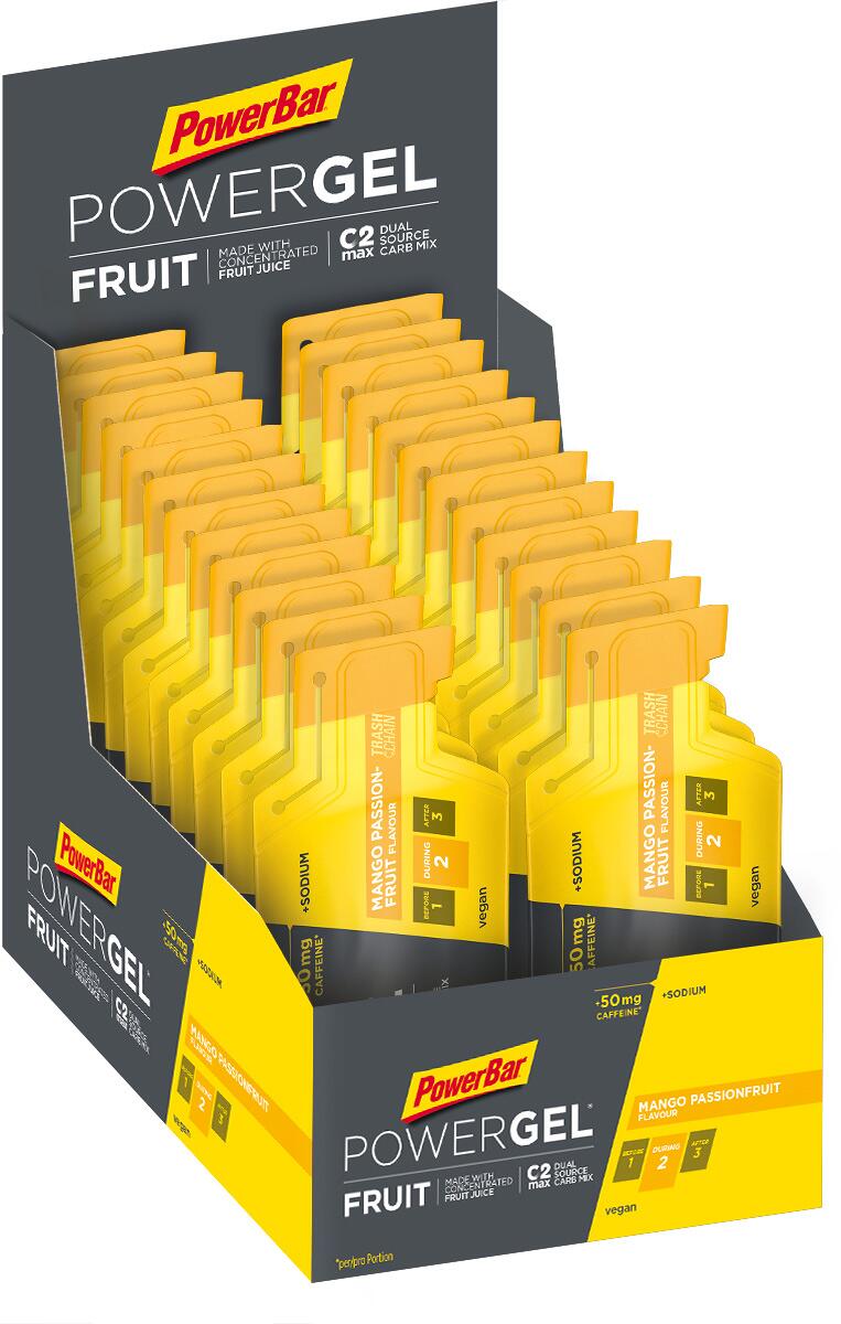 PowerBar Powergel Fruit, 24 x 41 g Beutel, Mango-Passionfruit mit Koffein