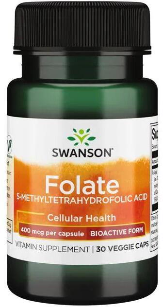 Swanson Folat 5-Methyltetrahydrofolic Acid 400 mcg, 30 Kapseln