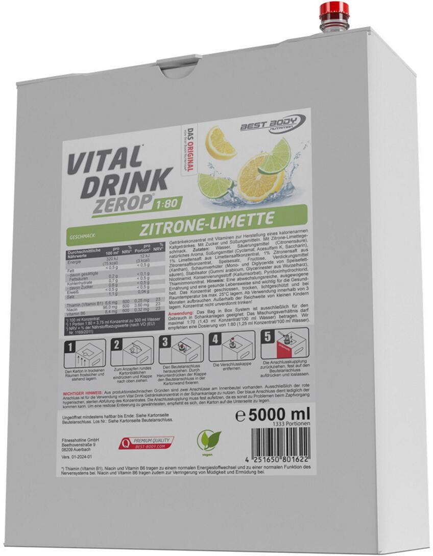 Best Body Nutrition Low Carb Vital Drink Zerop, 5000 ml Kanister, Zitrone-Limette