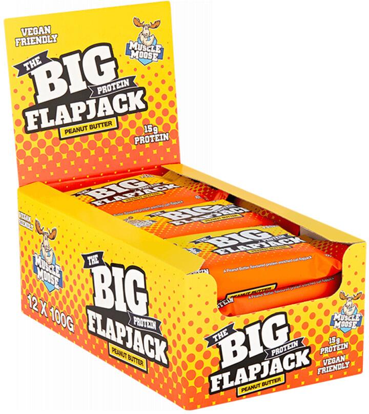 Muscle Moose Big Protein Flapjack, 12 x 100 g Riegel, Peanut Butter (Vegan)