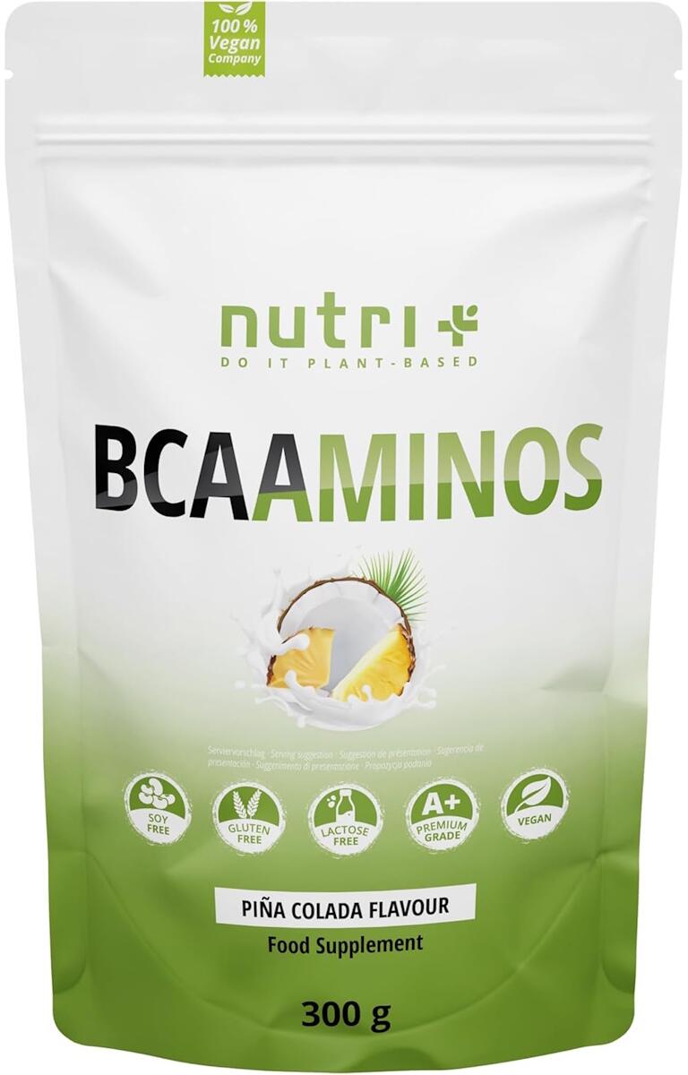 nutri+ BCAAminos - BCAA Instant Pulver, 300 g Beutel, Pina-Colada