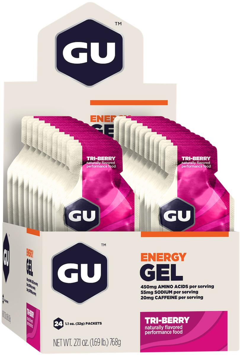Gu Energy Gel, 24 x 32 g Gel, Tri berry - Waldfrucht