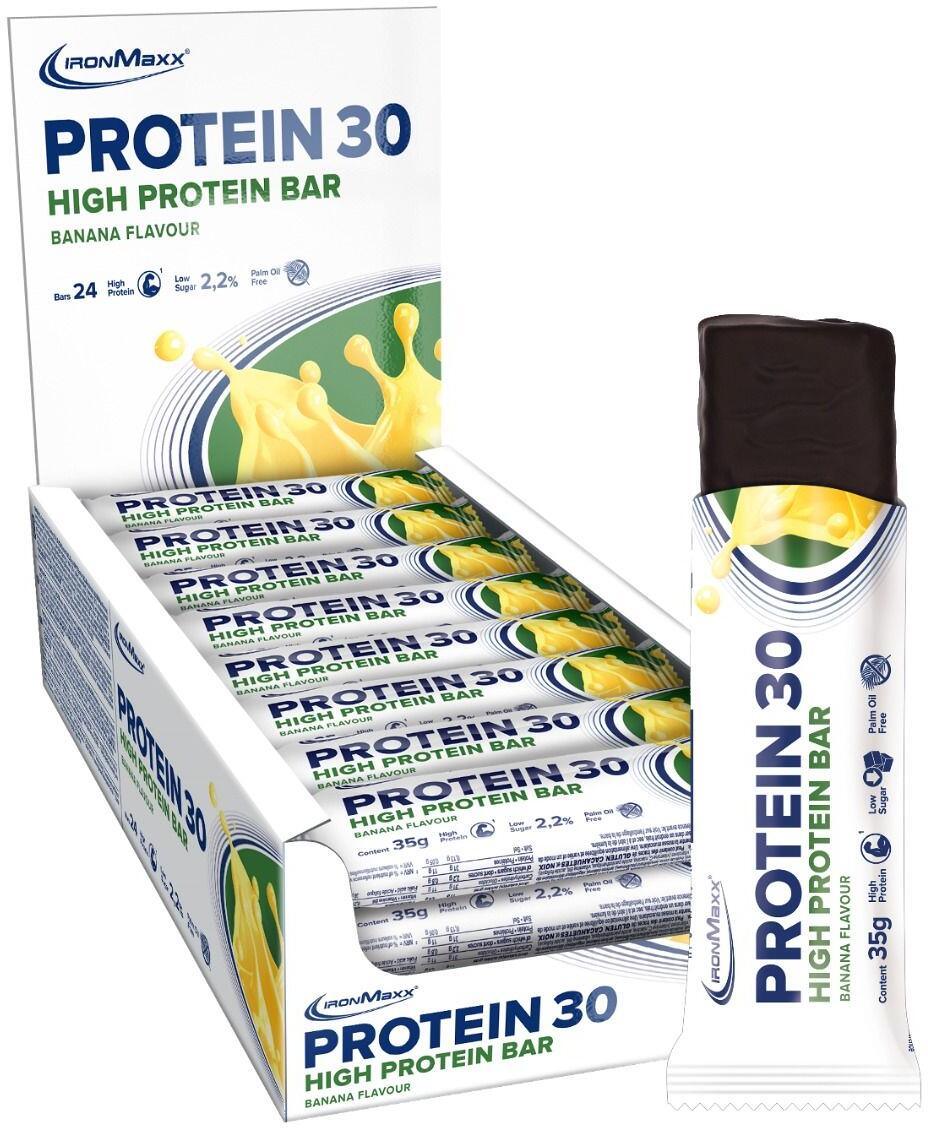 IronMaxx Protein 30 Bar, 24 × 35 g Proteinriegel, Banane