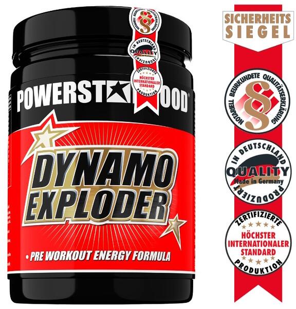 Powerstar Food DYNAMO EXPLODER - Pre Workout Booster, 500 g Dose, Fresh Lime