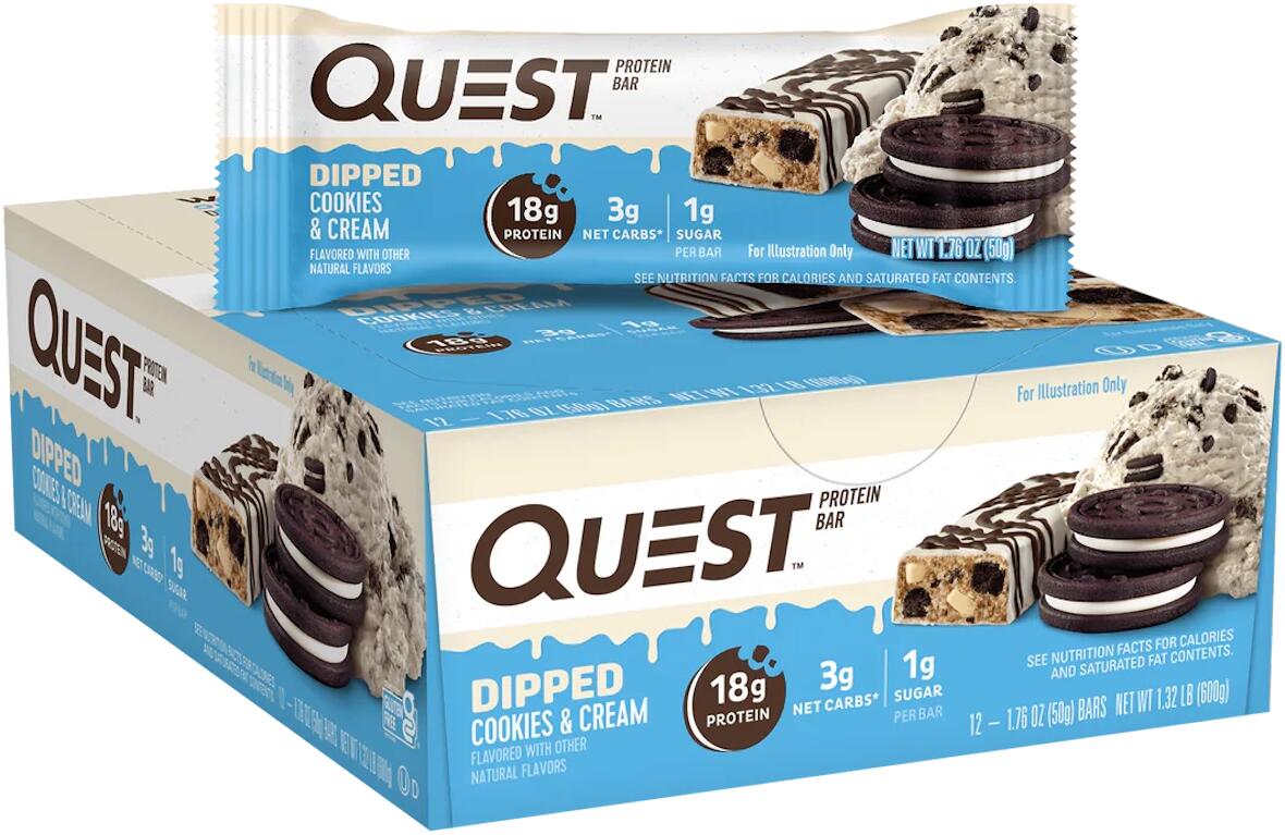 Quest Nutrition Quest Bars Dipped, 12 x 50 g Riegel, Cookies & Cream ...