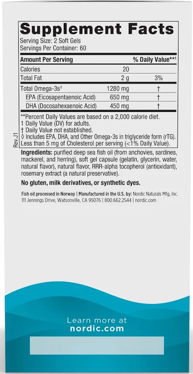 Nordic Naturals Ultimate Omega 1280 mg, 120 Softgels, Lemon bei Metasport