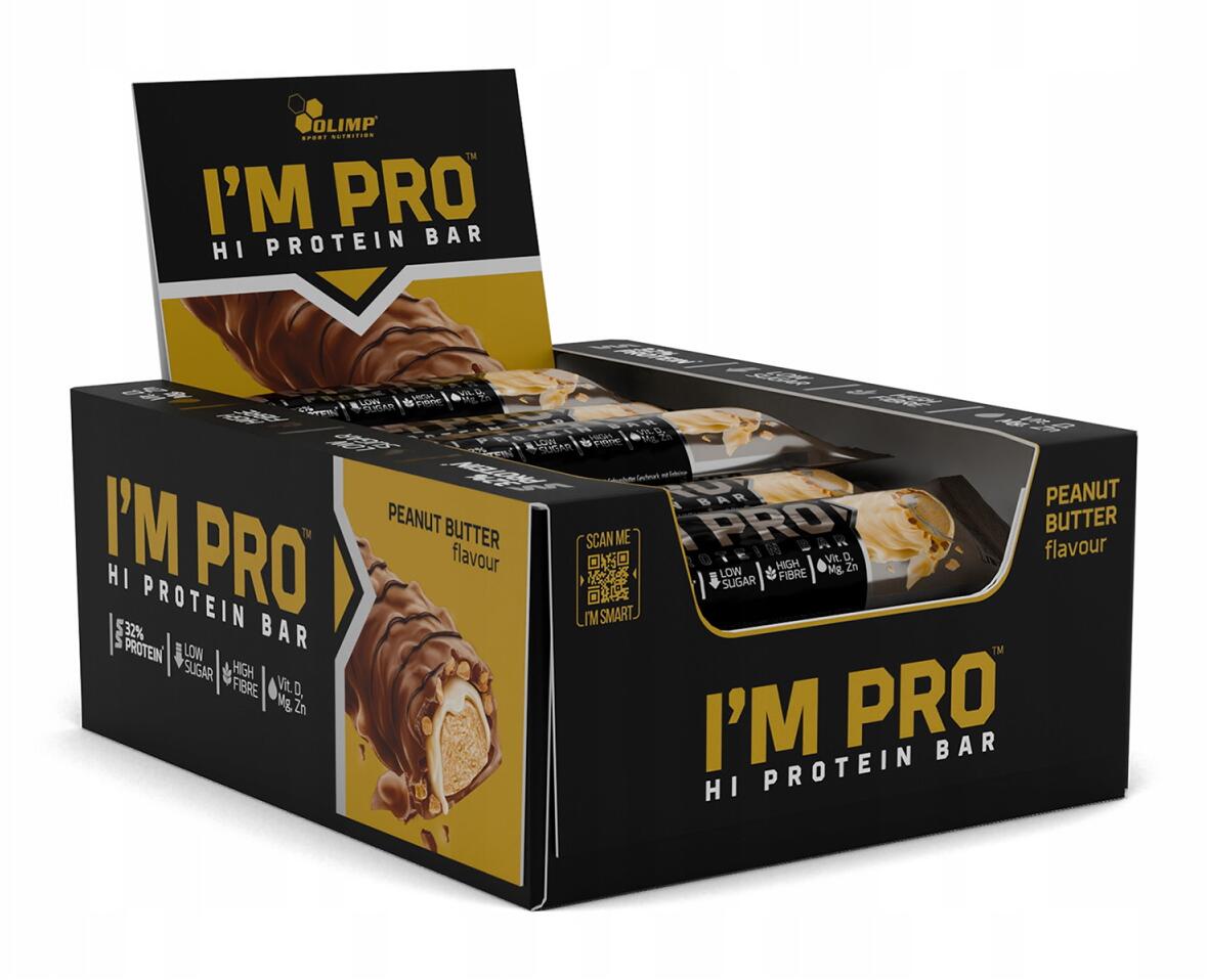 Olimp Im Pro Protein Bar, 15 x 40 g Riegel, Peanut Butter