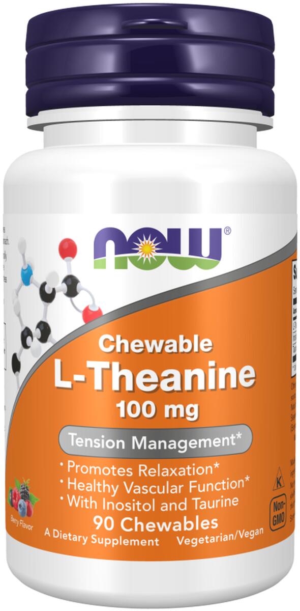 Now Foods L-Theanine with Inositol and Taurine 100 mg, 90 Kautabletten