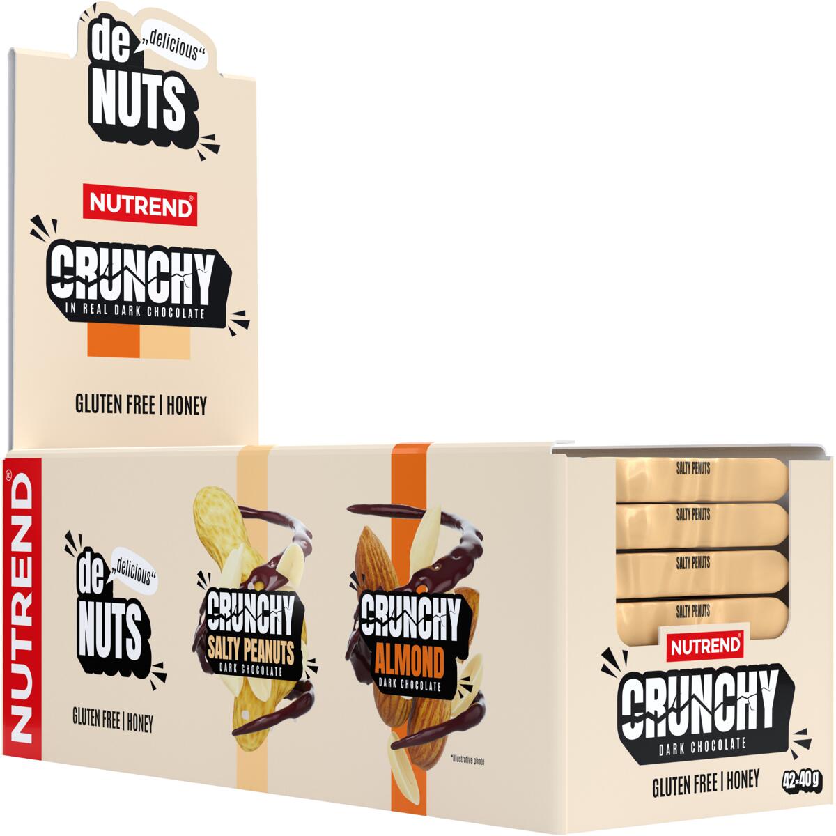 Nutrend Denuts, 42 × 40 g Riegel, Salty Peanuts in Dark Chocolate