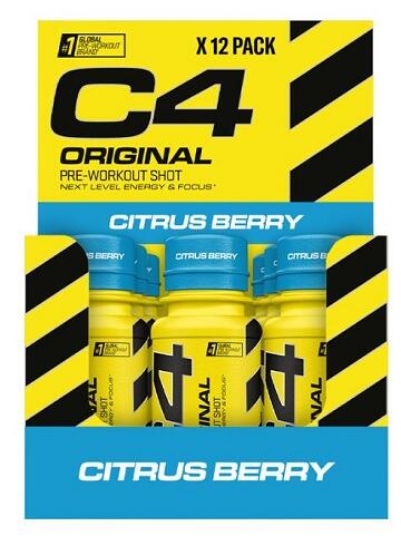 Cellucor C4 Pre-Workout Shots, 12 x 60 ml Shots, Citrus Berry