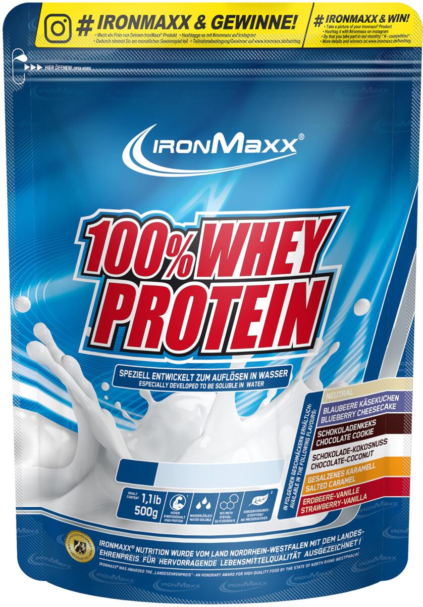 IronMaxx 100 % Whey Protein, 500 g Beutel, Orange-Maracuja