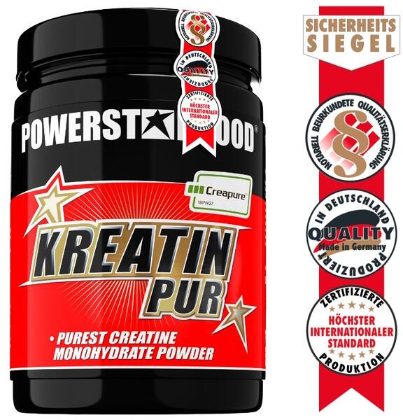 Powerstar Food KREATIN PUR Creapure Creatin Monohydrat Pulver, 500 g Dose