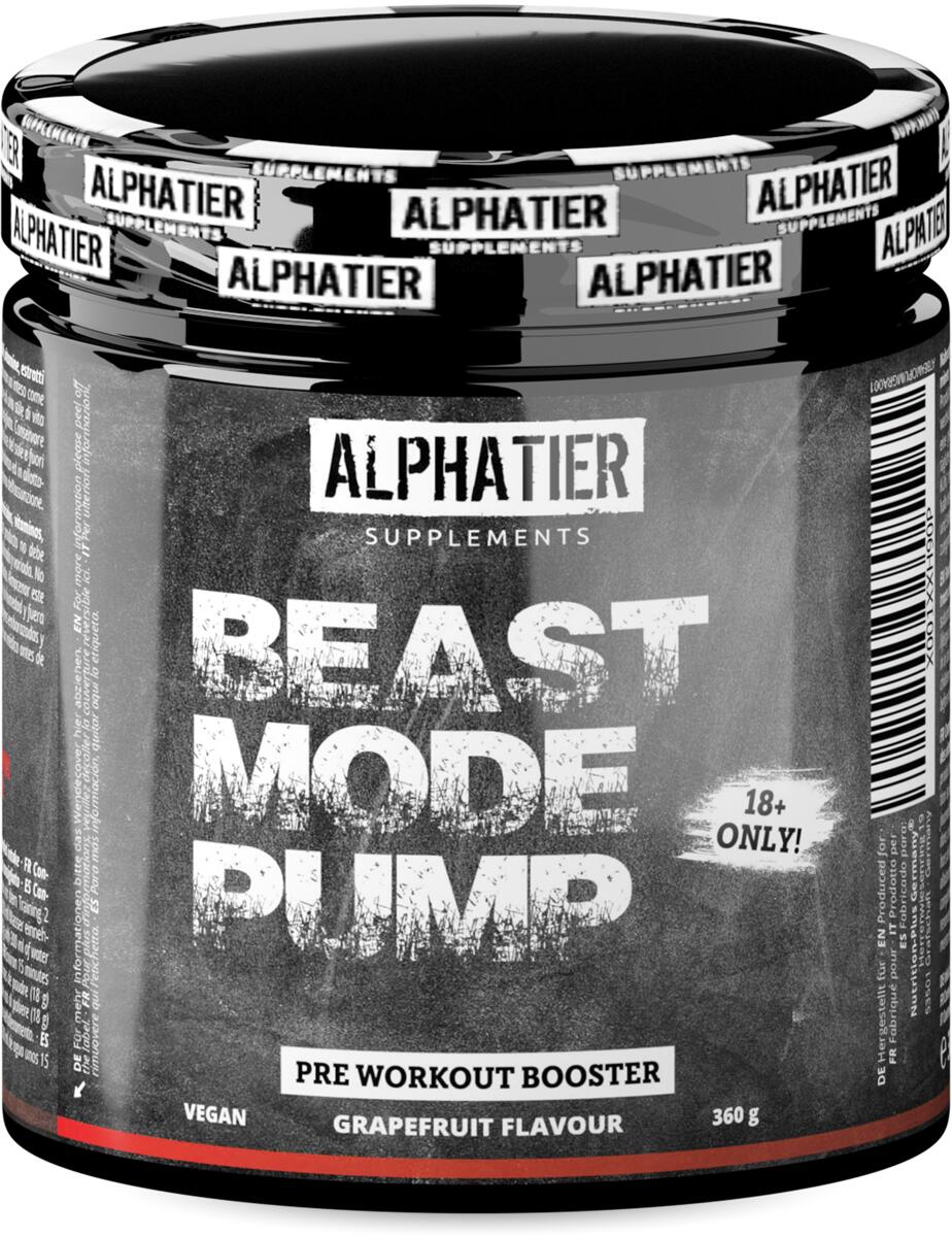 Alphatier Beast Mode Pump Booster, 360 g Dose, Grapefruit – SALE – MHD: 26.08.2026