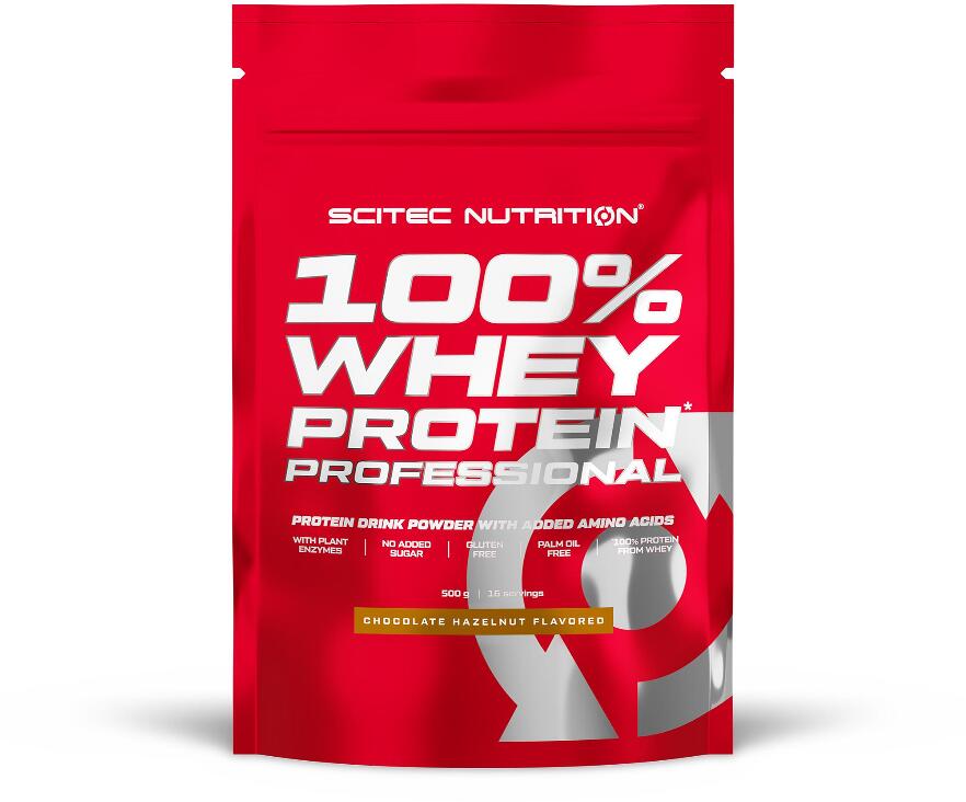 Scitec Nutrition 100% Whey Protein Professional, 500 g Beutel, Schokolade-Haselnuss