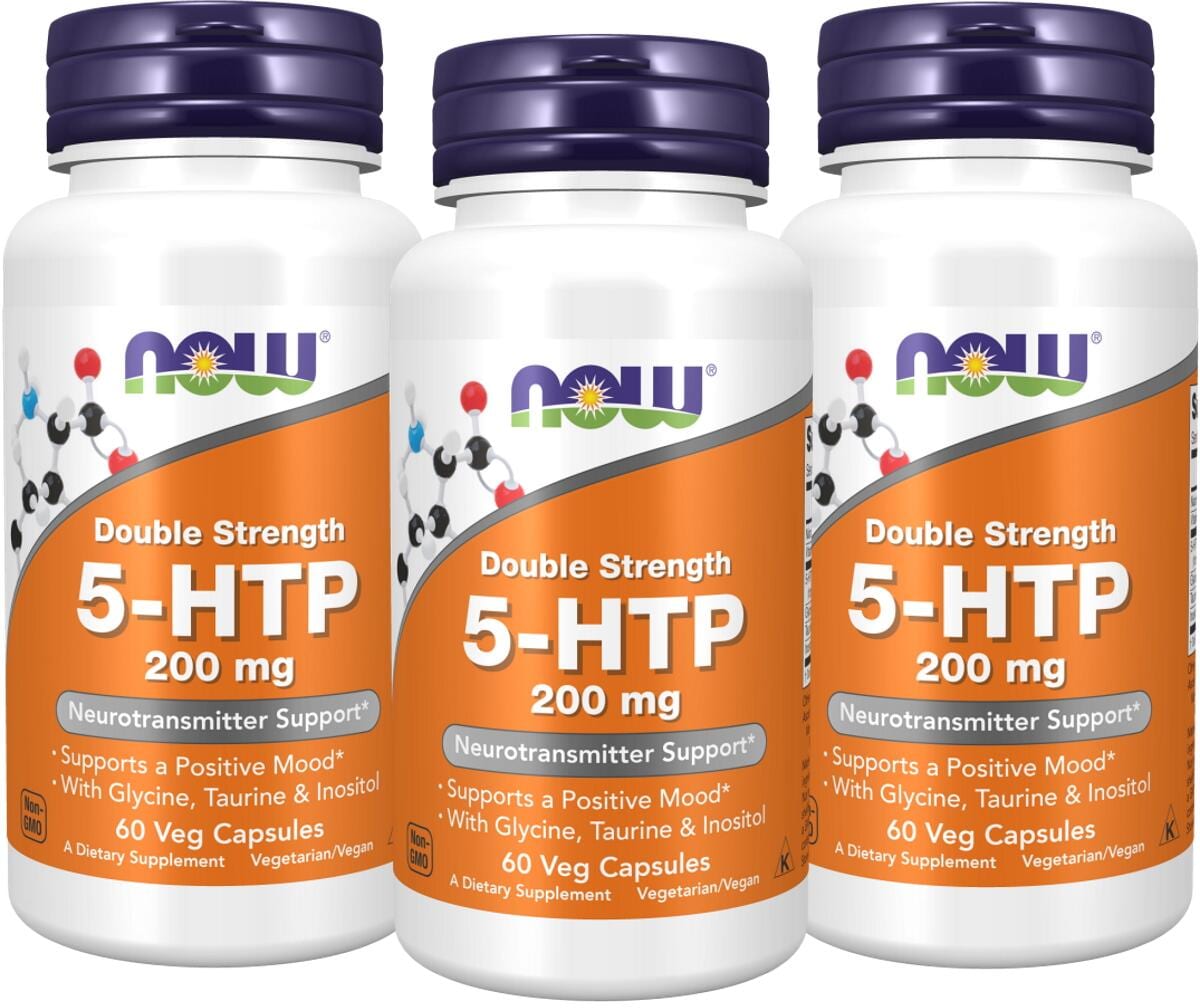 Now Foods Double Strength 5-HTP 200 mg, 3 x 60 Kapseln