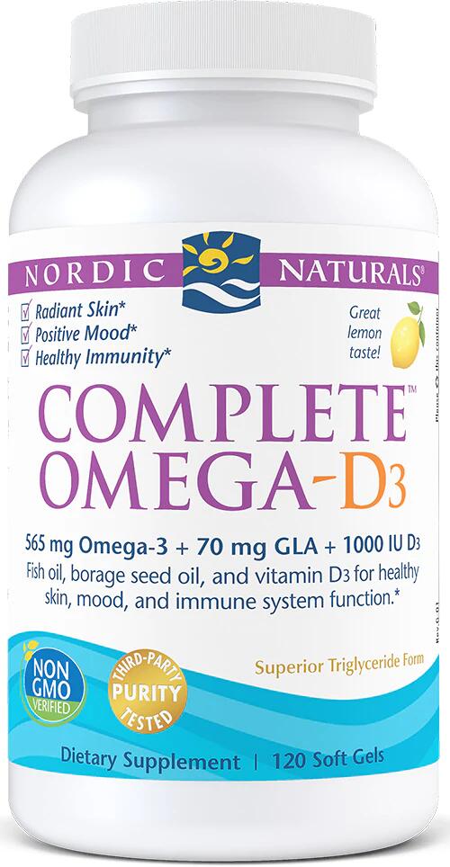 Nordic Naturals Complete Omega-D3, 120 Softgels, Lemon