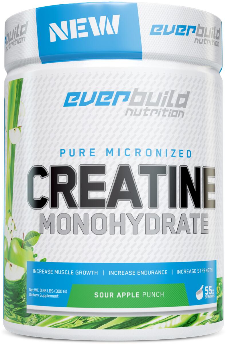 Everbuild Nutrition Pure Micronized Creatin Monohydrat, 300 g Pulver, Sour Apple Punch