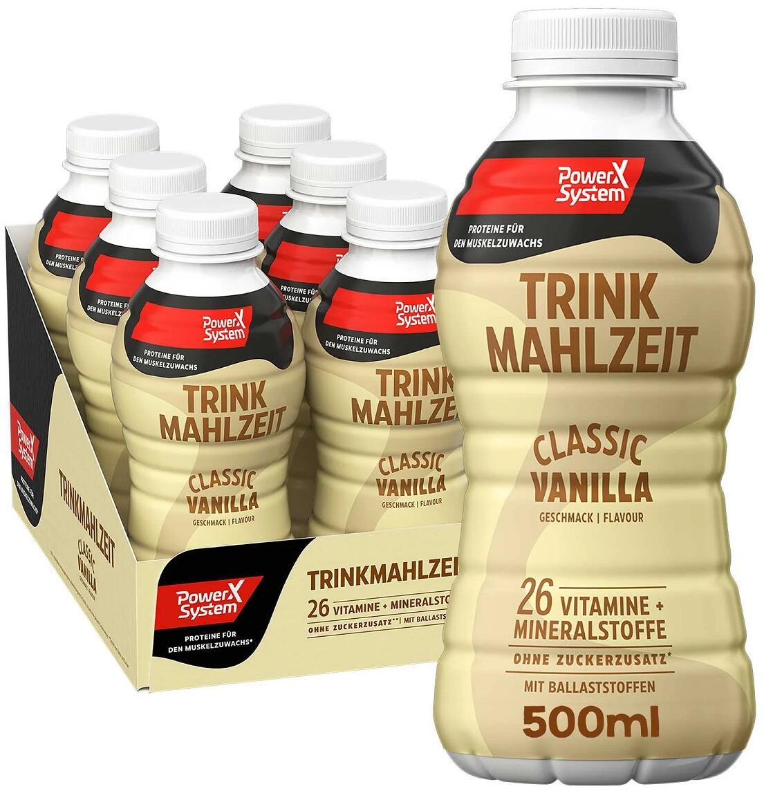 Power System Trinkmahlzeit, 6 x 500 ml Flaschen (inkl. 1,50 Euro Pfand), Classic Vanilla