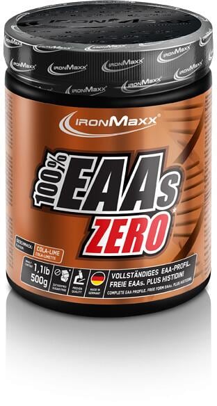 IronMaxx 100 % EAAs Zero, 500 g Dose, Cola-Lime