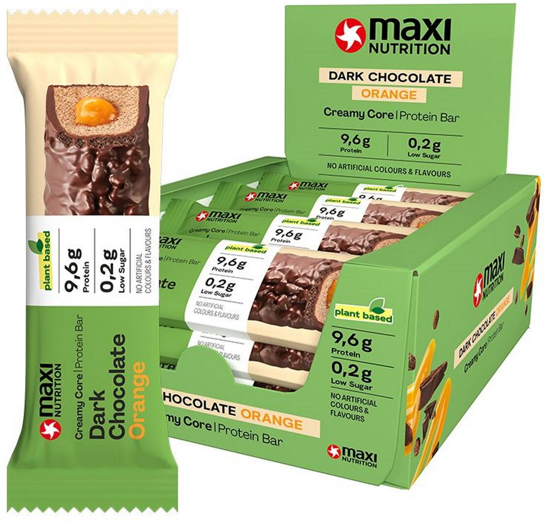 MaxiNutrition Vegan Creamy Core Bar, 12 x 45 g Riegel, Dark Chocolate Orange
